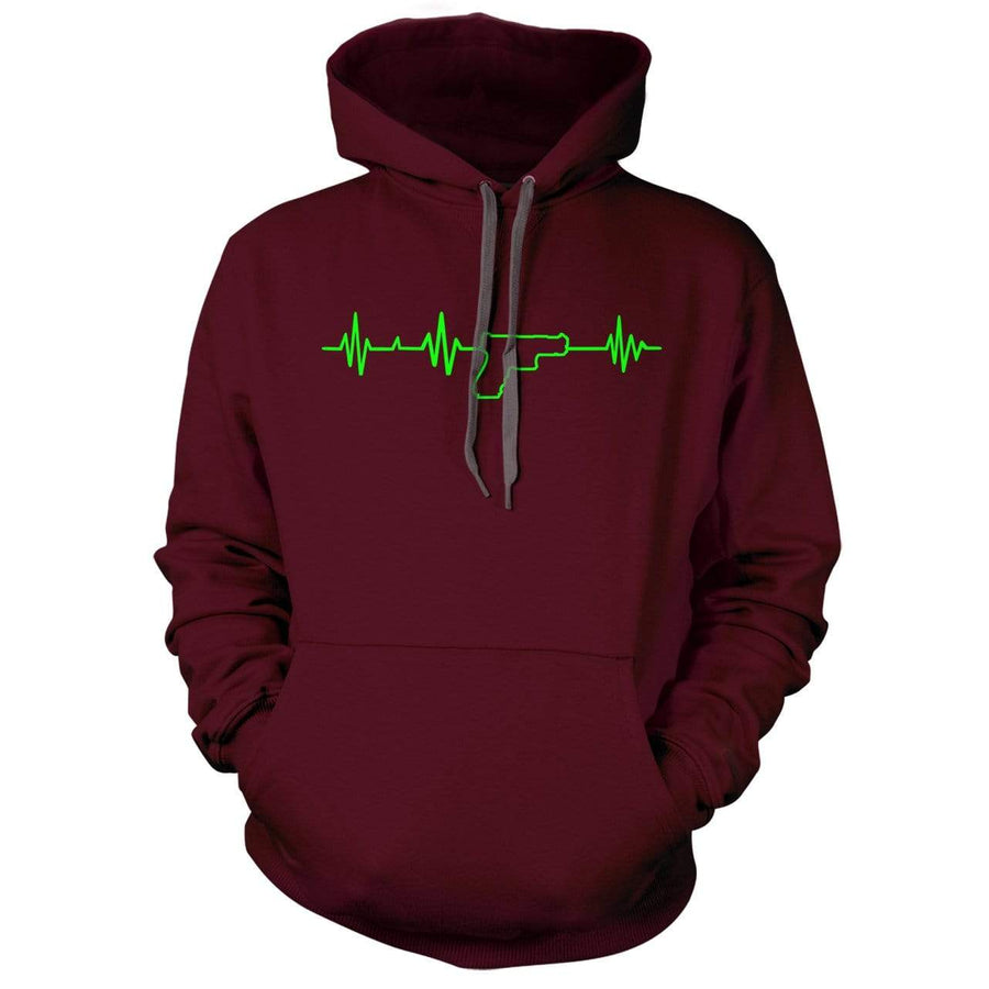 Life Support Gun Heartbeat Forest Green Hoodie - We Got Teez