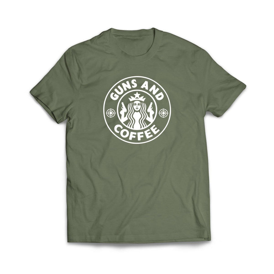Guns and Coffee Forest Green Tee-Shirt - We Got Teez